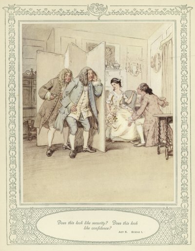 Illustration für Goldsmiths She Stoops to Conquer von Hugh Thomson